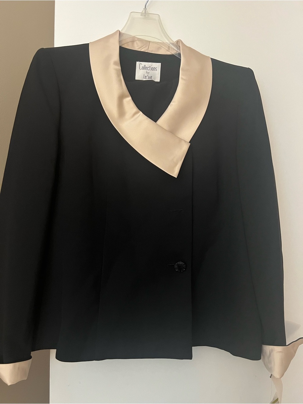 Le Suit Black Blazer with Champagne Satin Collar